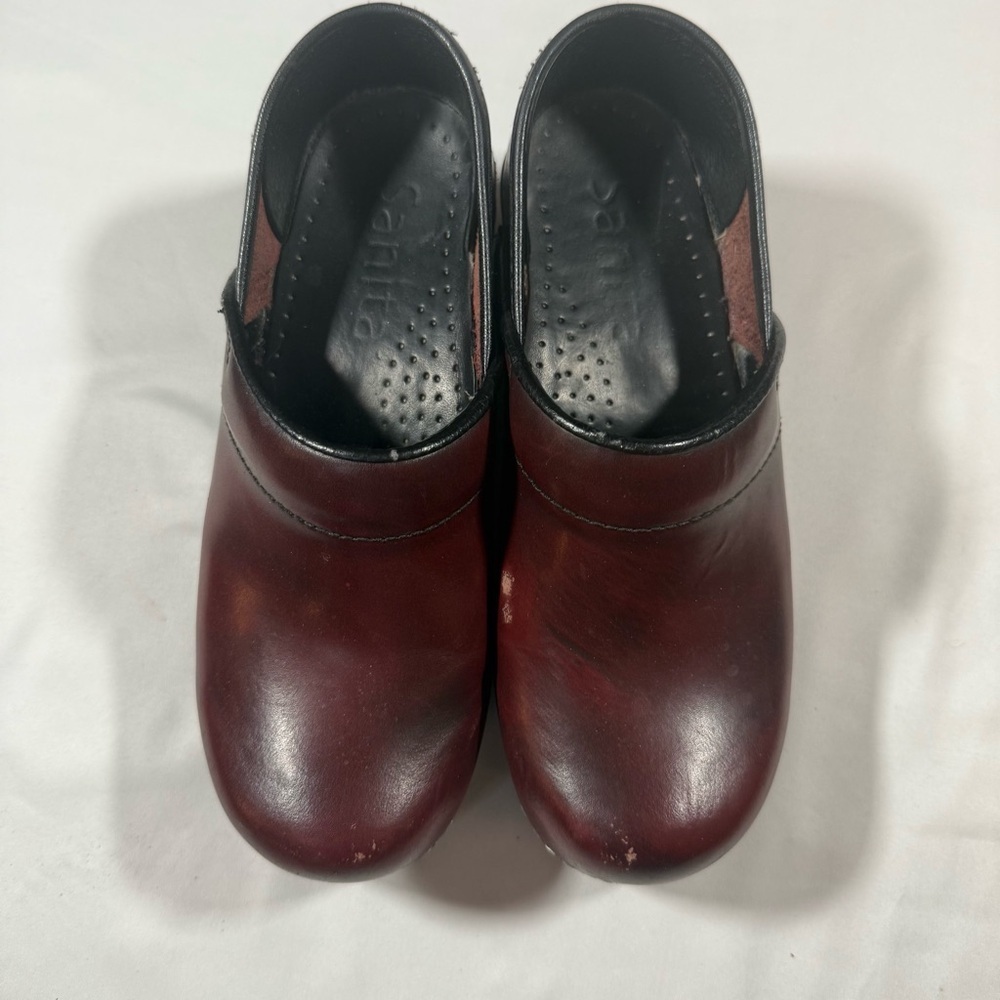 Sanita Burgundy Leather Mules